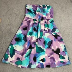 Elegant Purple and Teal Strapless Dress